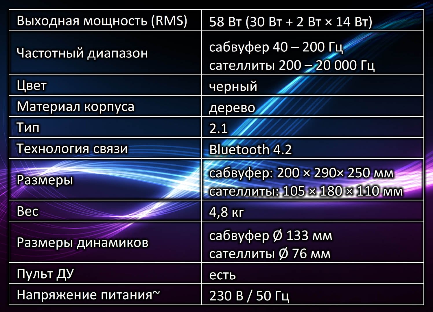 Технічні характеристики колонок REAL-EL M-580 kolonki-real-el-m-580